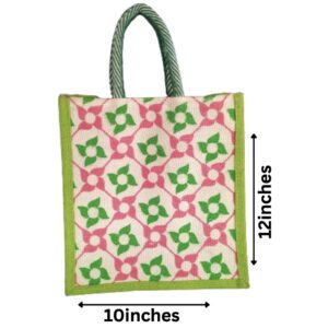 Eco style - Medium size Green color Jute bag 10 x 12 inches